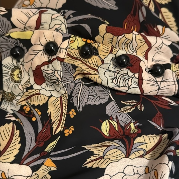 Who What Wear Midnight garden High collar shoulder buttons long sleeve dress S - Picture 9 of 11